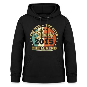 Février 2015, 8 Ans Anniversaire garçons et filles - Sweat à capuche Femme - noir - Devant - AI Model Female 172 light (172cm)