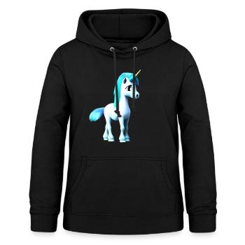 Einhorn blaue Mähne blauer Schweif - Frauen Hoodie - Schwarz - Vorne - AI Model Female 172 light (172cm)