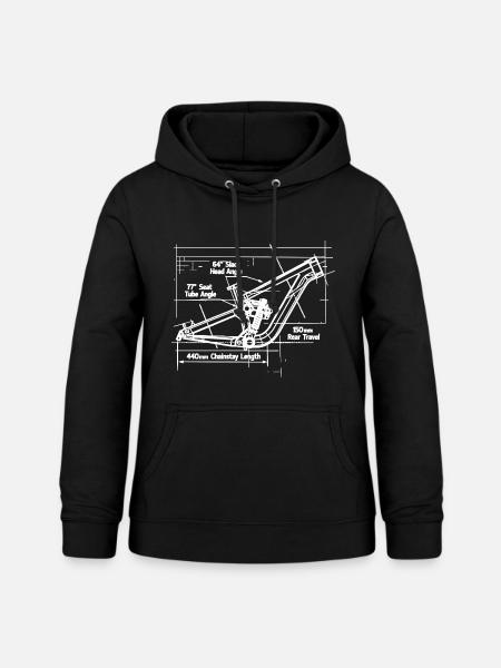 MTB Blueprint: Full-Suspension Rahmen Tech - Frauen Hoodie - Schwarz