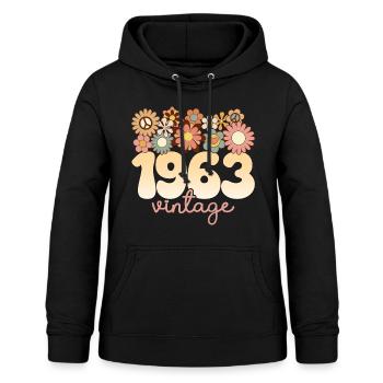 Retro Groovy 1963 Fête Anniversaire Femme 60 Ans - Sweat à capuche Femme - noir - Devant - AI Model Female 172 light (172cm)