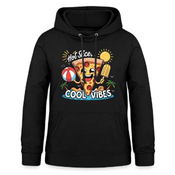 Cool Vibes Pizza Sommerdesign - Frauen Hoodie - Schwarz - Vorne - AI Model Female 172 light (172cm)