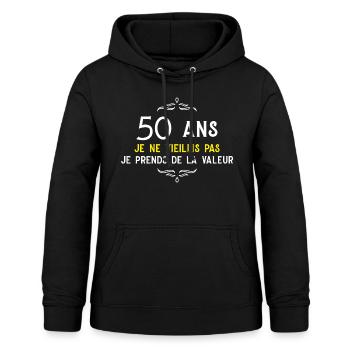 anniversaire 50 ans cadeau humour - Sweat à capuche Femme - noir - Devant - AI Model Female 172 light (172cm)
