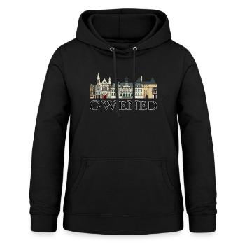 Gwened | Vannes - Kreizh kêr | Centre-ville - Sweat à capuche Femme - noir - Devant - AI Model Female 172 light (172cm)