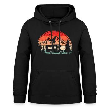 Wohnmobil Camper Vintage Retro Camping Campervan - Frauen Hoodie - Schwarz - Vorne - AI Model Female 172 light (172cm)
