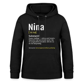 Nina Name Definition - Frauen Hoodie - Schwarz - Vorne - AI Model Female 172 light (172cm)