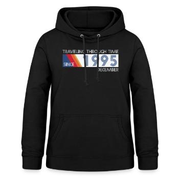 Drôle de voyage dans le temps anniversaire Design décembre 1995 - Sweat à capuche Femme - noir - Devant - AI Model Female 172 light (172cm)