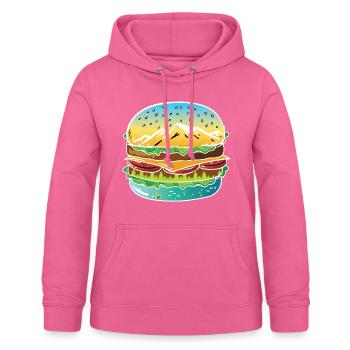 Thé délicieux oeuvre burger. Délicieux burger kuns - Sweat à capuche Femme - rose - Devant - AI Model Female 172 light (172cm)