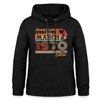 März 1970 Jahrgang 1970 Retro Geburtstagsgeschenk - Frauen Hoodie - Schwarz - Vorne - AI Model Female 172 light (172cm)