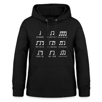 taktangabe früchte - Frauen Hoodie - Schwarz - Vorne - AI Model Female 172 light (172cm)