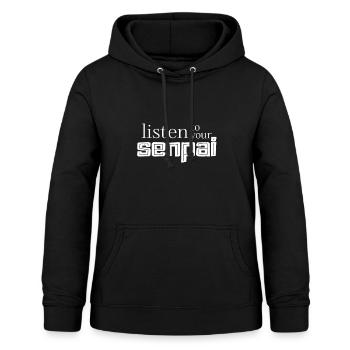 Listen To Your Senpai Anime Manga Otaku Japan - Frauen Hoodie - Schwarz - Vorne - AI Model Female 172 light (172cm)