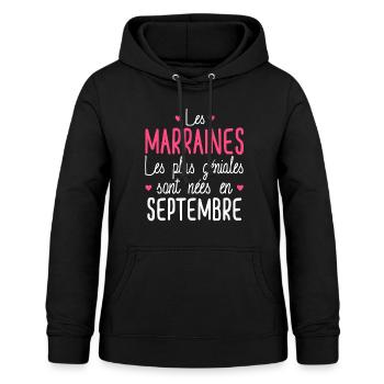 Les Marraines sont nées en Septembre - Sweat à capuche Femme - noir - Devant - AI Model Female 172 light (172cm)