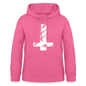 Croix inversée - Sweat à capuche Femme - rose - Devant - AI Model Female 172 light (172cm)