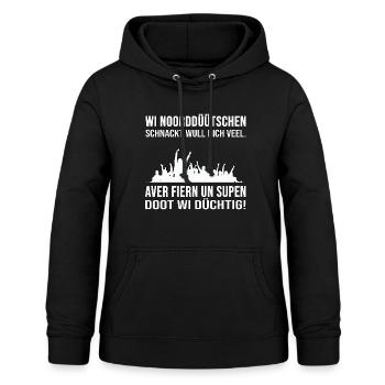 Geschenk Plattdeutscher Humor Rostoc Norddeutsch - Frauen Hoodie - Schwarz - Vorne - AI Model Female 172 light (172cm)