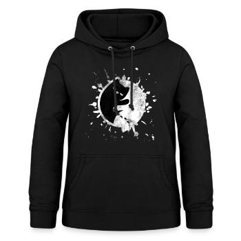 Chat yin yang - Sweat à capuche Femme - noir - Devant - AI Model Female 172 light (172cm)