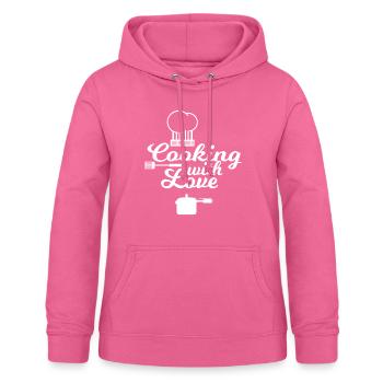 Je cuisine avec amour ! - Sweat à capuche Femme - rose - Devant - AI Model Female 172 light (172cm)