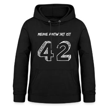 The Answer is 42 - Antwort auf alles & alle Fragen - Frauen Hoodie - Schwarz - Vorne - AI Model Female 172 light (172cm)