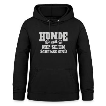 Hunde weil Menschen Scheisse sind Hunde Spruch - Frauen Hoodie - Schwarz - Vorne - AI Model Female 172 light (172cm)