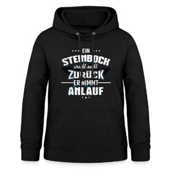 Ein Steinbock weicht nicht zurück er nimmt Anlauf - Frauen Hoodie - Schwarz - Vorne - AI Model Female 172 light (172cm)
