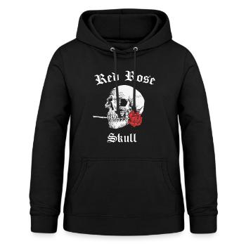 Totenkopf Skull Rote Rose Skelett - Frauen Hoodie - Schwarz - Vorne - AI Model Female 172 light (172cm)