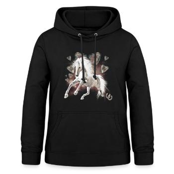 Schimmel - Pferdeliebe - weisses Pferd mit Herzen - Frauen Hoodie - Schwarz - Vorne - AI Model Female 172 light (172cm)