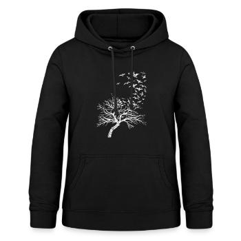 OISEAUX - OISEAUX - ARBRE - NATURE - Sweat à capuche Femme - noir - Devant - AI Model Female 172 light (172cm)