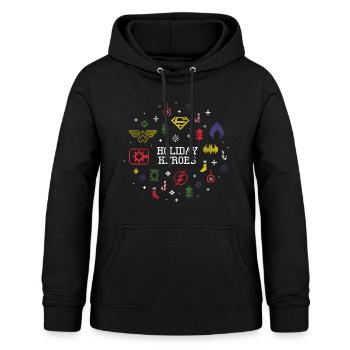Justice League Holiday Heroes Ugly X-Mas - Women's Hoodie - black - Front - AI Model Female 172 light (172cm)