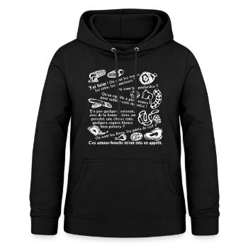 Besucher - ich habe Hunger - Frauen Hoodie - Schwarz - Vorne - AI Model Female 172 light (172cm)