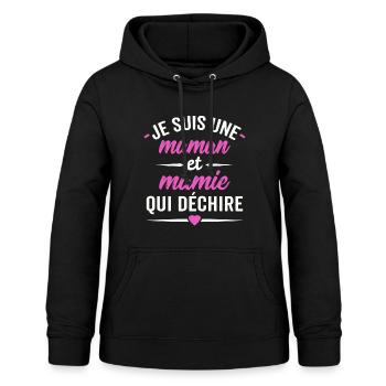 je suis une maman et mamie qui déchire - Sweat à capuche Femme - noir - Devant - AI Model Female 172 light (172cm)