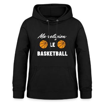 Ma religion : le Basketball - Sweat à capuche Femme - noir - Devant - AI Model Female 172 light (172cm)