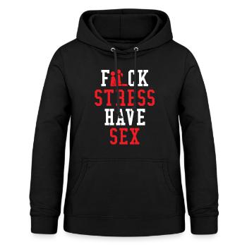 Fuck stress - have sex - Women's Hoodie - black - Front - AI Model Female 172 light (172cm)