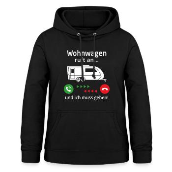wohnwagen ruft an und ich muss gehen - Frauen Hoodie - Schwarz - Vorne - AI Model Female 172 light (172cm)