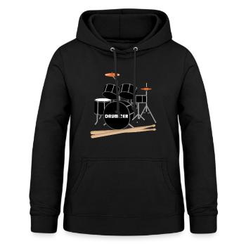 Drummer Schlagzeug - Frauen Hoodie - Schwarz - Vorne - AI Model Female 172 light (172cm)