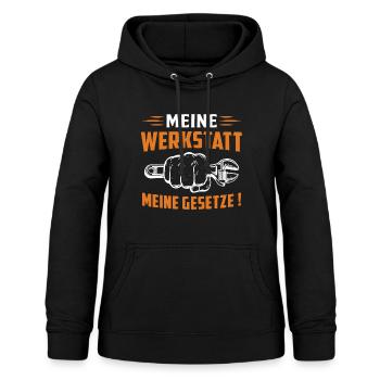 meine Werkstatt meine gesetze - Frauen Hoodie - Schwarz - Vorne - AI Model Female 172 light (172cm)