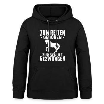zum Reiten geboren zur Schule gezwungen - Frauen Hoodie - Schwarz - Vorne - AI Model Female 172 light (172cm)