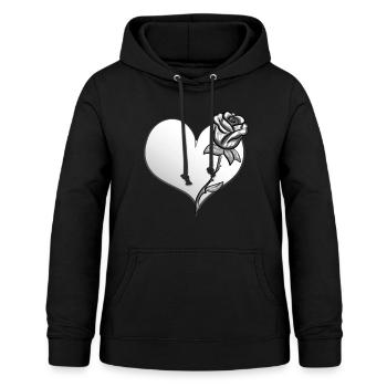 rose blume herz form symbol grau - Frauen Hoodie - Schwarz - Vorne - AI Model Female 172 light (172cm)