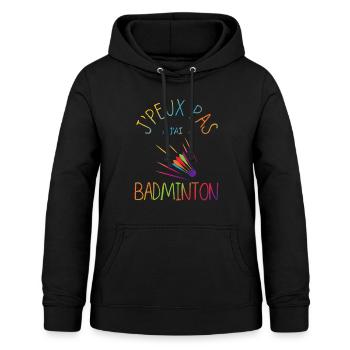 J Peux Pas J Ai Badminton - Sweat à capuche Femme - noir - Devant - AI Model Female 172 light (172cm)