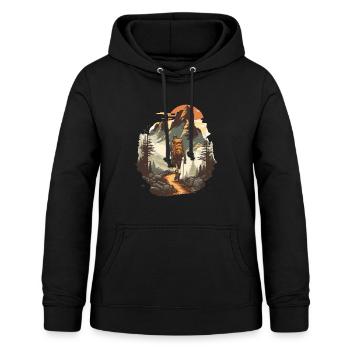 Wanderfreude Lust am Wandern - Frauen Hoodie - Schwarz - Vorne - AI Model Female 172 light (172cm)