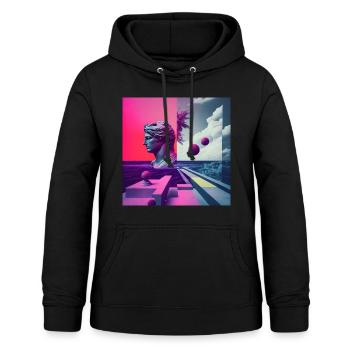 Ein Vaporwave Fusion von Moderne und der Antike - Frauen Hoodie - Schwarz - Vorne - AI Model Female 172 light (172cm)