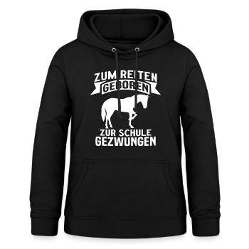 zum reiten geboren zur schule gezwungen - Frauen Hoodie - Schwarz - Vorne - AI Model Female 172 light (172cm)
