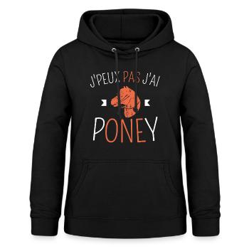 J Peux pas j ai Poney - Sweat à capuche Femme - noir - Devant - AI Model Female 172 light (172cm)