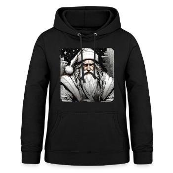 Cooler Weihnachtsmann in Weiß - Frauen Hoodie - Schwarz - Vorne - AI Model Female 172 light (172cm)