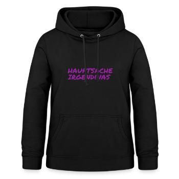 irgendwas reicht aus - Frauen Hoodie - Schwarz - Vorne - AI Model Female 172 light (172cm)