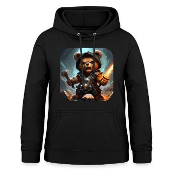 Ours en peluche Heavy Metal avec guitare électrique - Sweat à capuche Femme - noir - Devant - AI Model Female 172 light (172cm)
