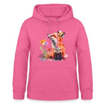 Aquarell Fuchs, Fuchs - Frauen Hoodie - Pink - Vorne - AI Model Female 172 light (172cm)