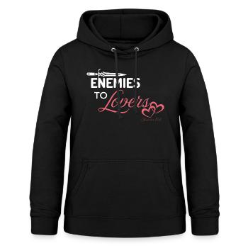 Ennemis aux amants (texte blanc) - Sweat à capuche Femme - noir - Devant - AI Model Female 172 light (172cm)