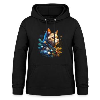 Katze Christmas Xmas Weihnachten - Frauen Hoodie - Schwarz - Vorne - AI Model Female 172 light (172cm)