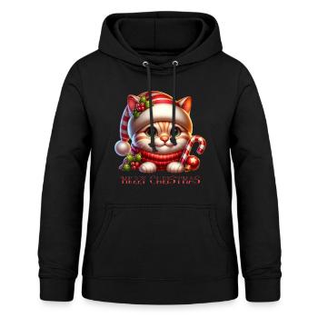 Witzige Katze Merry Christmas Weihnachten - Frauen Hoodie - Schwarz - Vorne - AI Model Female 172 light (172cm)