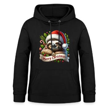 Faultier Merry Christmas Weihnachtsdeko Outfit - Frauen Hoodie - Schwarz - Vorne - AI Model Female 172 light (172cm)