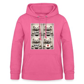 Teddy Bear – Love Hugs Repeat - Sweat à capuche Femme - rose - Devant - AI Model Female 172 light (172cm)