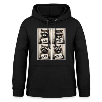 Waschbär – Ich muss gar nichts! - Frauen Hoodie - Schwarz - Vorne - AI Model Female 172 light (172cm)